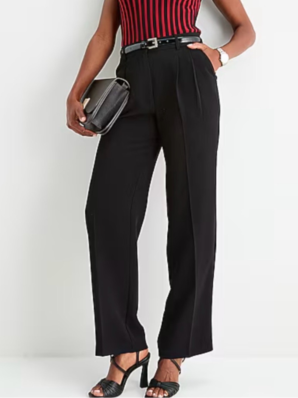 Worthington Black High-Waist Wide-Leg Trousers